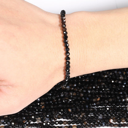 Song Xi 120pcs 3mm Natural Obsidian Gemstone Beads Faceted Round Loose Stone Beads for Jewelry Making