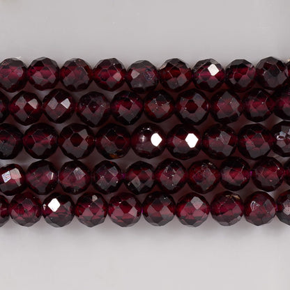 Angelstones Natural Red Garnet Gemstone Stretch Bracelet, 4mm Faceted Round Beads, Crystal Healing for Women
