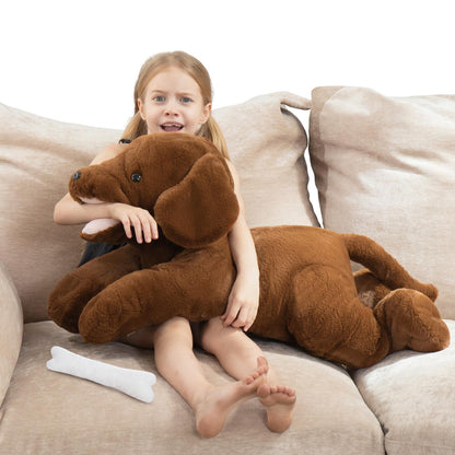 MorisMos 32 Inch Giant Chocolate Lab Stuffed Animal, Large Labrador Plush Puppy Pillow, Fluffy Big Labrador Stuffed Dog Plush Gifts for Kids, Girls, Boys