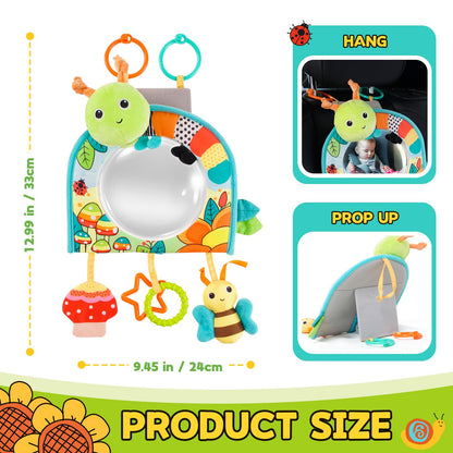 Koty Infant Car Seat Toy - Kick and Play Activity Center with Mirror, Teether and Crinkle Paper, Fun Travel Baby Toy for Rear Car Seat, Easier Drive with Newborns, Babies