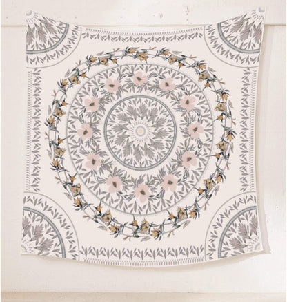 Simpkeely Sketched Floral Medallion Tapestry, Bohemian Mandala Wall Hanging Tapestries, Indian Art Print Mural for Bedroom Living Room Dorm Home Décor 69 x 90 Inches (Mauve)