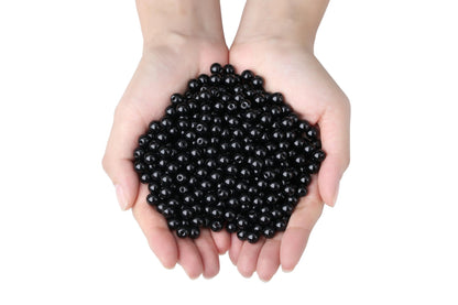 NUKAYAI 500Pcs Black Round Glass Beads 8mm for Bracelets, Beading Supplies Glass Crystal Beads for Bracelet DIY Crafts Making Kits Earring Necklaces(Black)