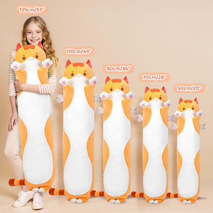 Mewaii Long Cat Plush 5 Sizes, 120% Extra Filling Giant Plushness Kids Body Pillow, Kawaii Cute Brown Cat Stuffed Animals Plushies, Big Long Body Pillow Cat Plush Gift for Girls 36”