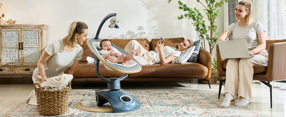 VaVaSoo Electric Baby Swing Newborn for Infants Mamroo with 5 Speeds, Multi Motion 3D Baby Rocker for Girl Boy Swingset Indoor with 13 Melodies Music, Remote Control, Dark Gray