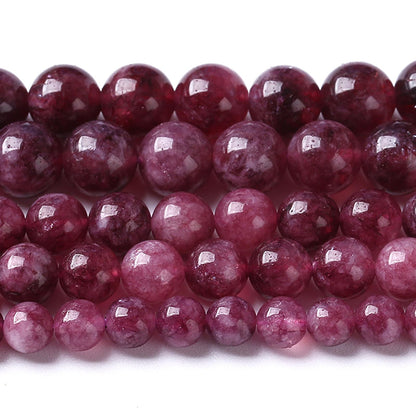 76PCS 10MM Natural Stone Kunzite Purple Jade Beads Round Loose Beads for Jewelry Making Bracelet 2 Strands 32"