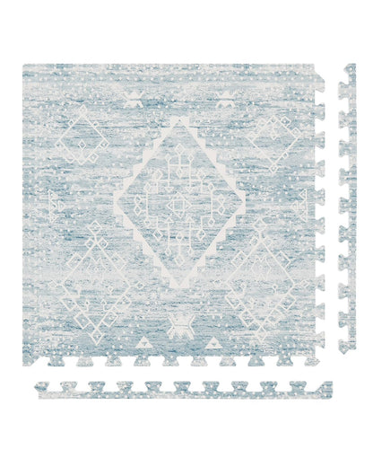 House of Noa Play Mat – 4x8 Indigo Ula – Set of 8 Tiles – Cushioned EVA Foam Play Mat for Floor, Soft Interlocking Mats for Hard Floors