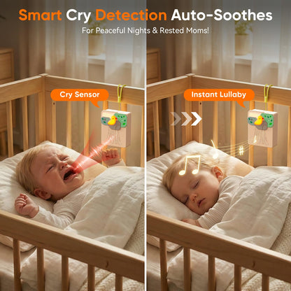 Sound Machine for Baby Soother,AI Cry Detection & Auto-Soothing,Parent-Voice Comfort,13 Soothing White Noise Machine,Record,Timer and Night Light, Ideal for Newborns,Sleeping Soother, Meditation
