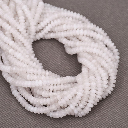 BONNY BOXX 1 Strand (150PCs) Natural 2 * 4mm White Jade Rondelle Beads, Natural Abacus Disk Stone Beads Loose Spacer Gemstone for DIY Bracelet Necklace Jewelry Making