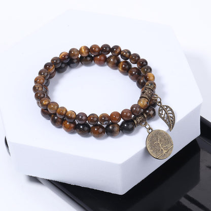 BALIBALI Healing Crystal Bracelets Tree of Life Yoga Natural Stone Stretch Chakra Bracelets for Women Stress Relief (Yellow Tiger Eyes)