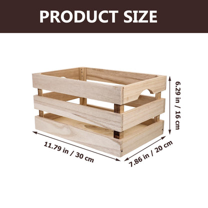 SEWACC Wood Crates, Rustic Handmade Wooden Storage Crates with Handle, Large Capacity Organizer for Home Office Sundries Holder, 11. 81 X 7. 87 X 6. 29 Inches, Khaki