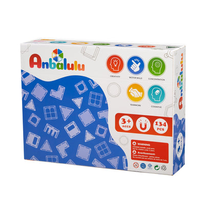 Anbalulu 134PCS Magnetic Building Tiles: Durable STEM Toys with Strong Magnets for Kids, Educational Building Blocks for Group Play Activities | Gift for Boys Girls 3+