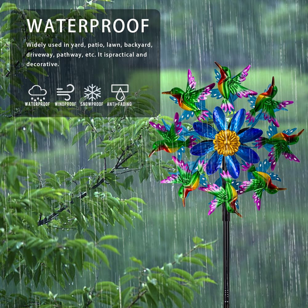 Viveta Outdoor Wind Spinners, Hummingbird Garden Windmill Decorative Wind Sculpture,Metal Yard Art for Patio Lawn Garden