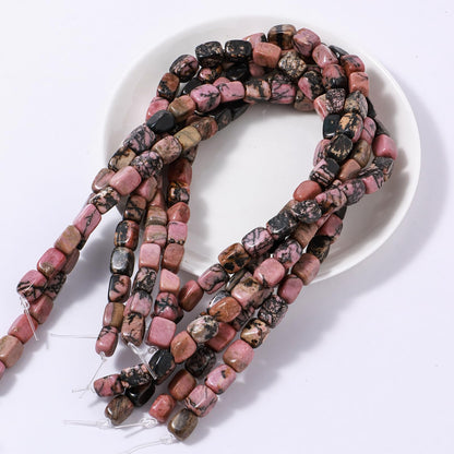 Natural Large Rhodochrosite Cube Stone Beads 8x11mm 38cm/str Loose Semi Gemstone Stone Square Beads for Making Bracelets Necklace