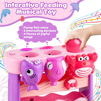 V-Opitos Musical Toy for 1, 2 Years Old Boys & Girls, Feeding Interactive Toys with Ball, Montessori Education Toys, Perfect Toddler Christmas Birthday Gifts