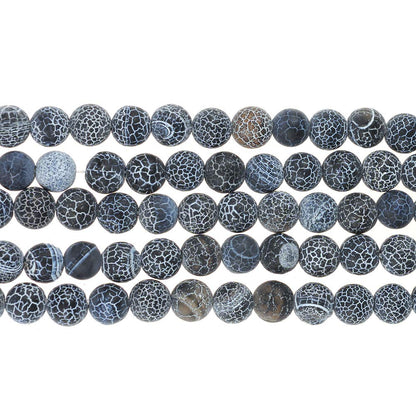 10mm Natural Black Frosted Agate Gemstone Round Loose Beads Crystal Stone Bracelet Necklace Accessories Crafts for Jewelry Making DIY,1 Strand 15"
