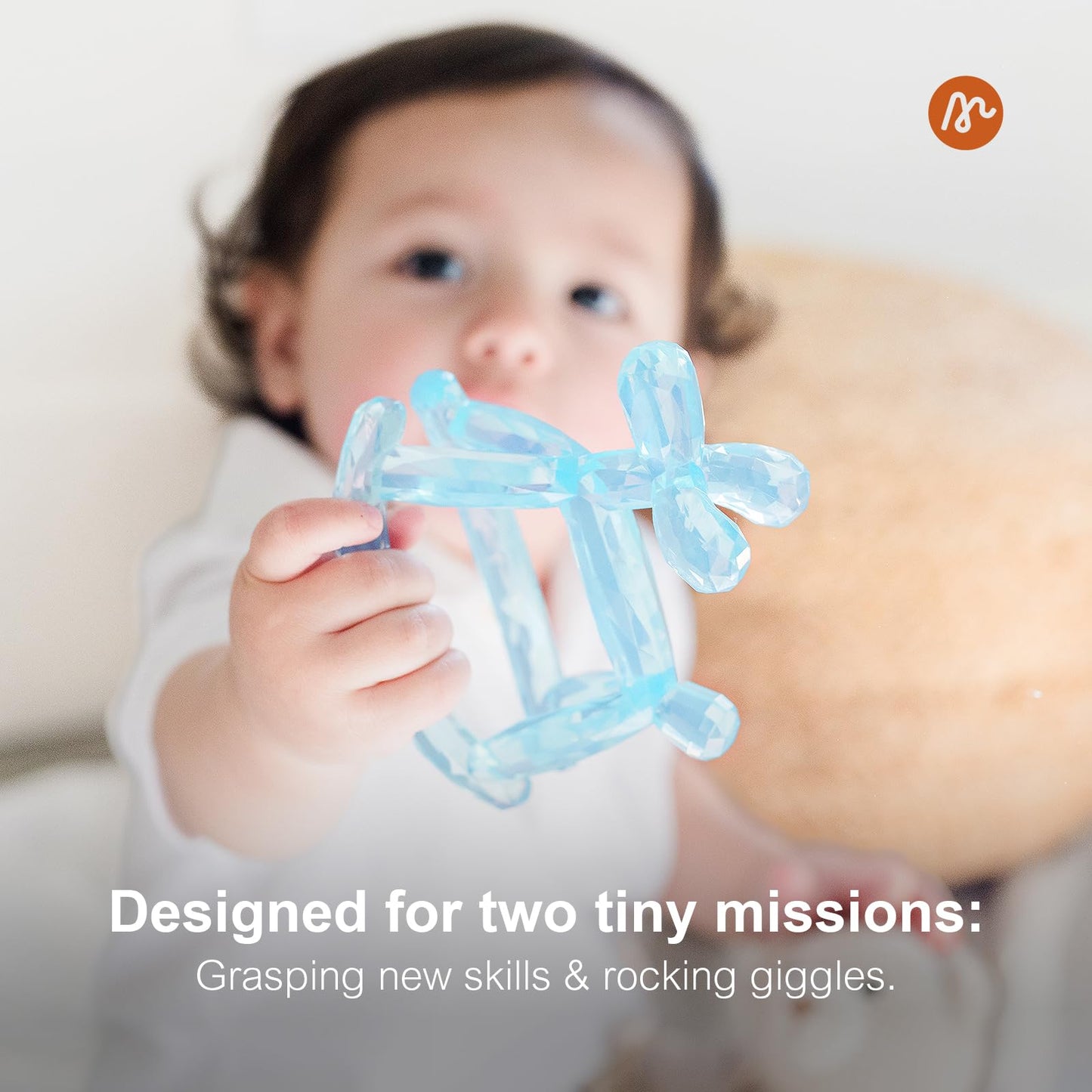 Miraloop Crystal Jelly Baby Teether – Jellydog Teething Relief Toy for Infants 3-6 Months, Silicone Handheld Teething Toy, BPA-Free, Odorless, Prevents Choking, Safe for Babies (Voyages)