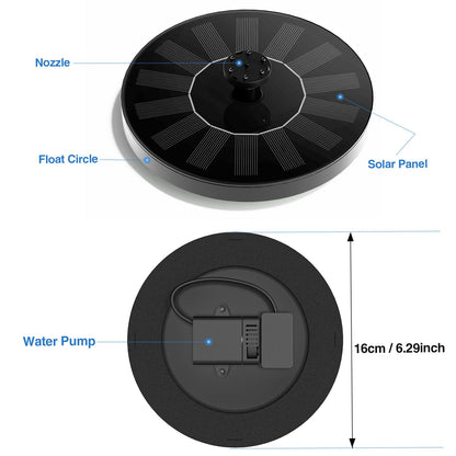 Solar Fountain Water Pump for Bird Bath, Floating Solar Powered Water Fountain Pump for Bird Bath, Garden, Pond, Pool, Outdoor (1.4W)