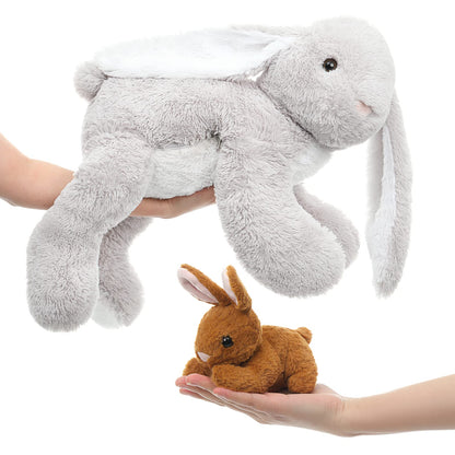 MaoGoLan 4Pcs Large Bunny Stuffed Animal with 3 Babies Inside, 24" Giant Easter Bunny Plush Toys, Soft and Cuddly Gray Stuffed Rabbit Gift for Kids,Girls,Boys,Teens