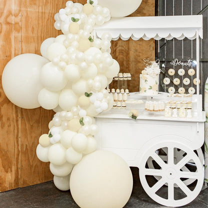 PartyWoo Beige Balloons 155pcs Different Sizes of 18 12 10 5 Inch Cream Ivory Balloon Arch Kit Garland for Wedding Bridal Graduation Baby Shower Easter Birthday Tea Boho Party Decorations White-Q08
