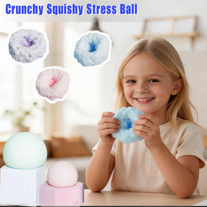Crunchy Squishy Stress Ball, Crunchy Stress Ball with Beads, ASMR Smoothie Squeeze Toy with Air Pumps, Anxiety Relief Fidget Ball for Adults & Kids, Party Favors and Employee Gifts(Pink)