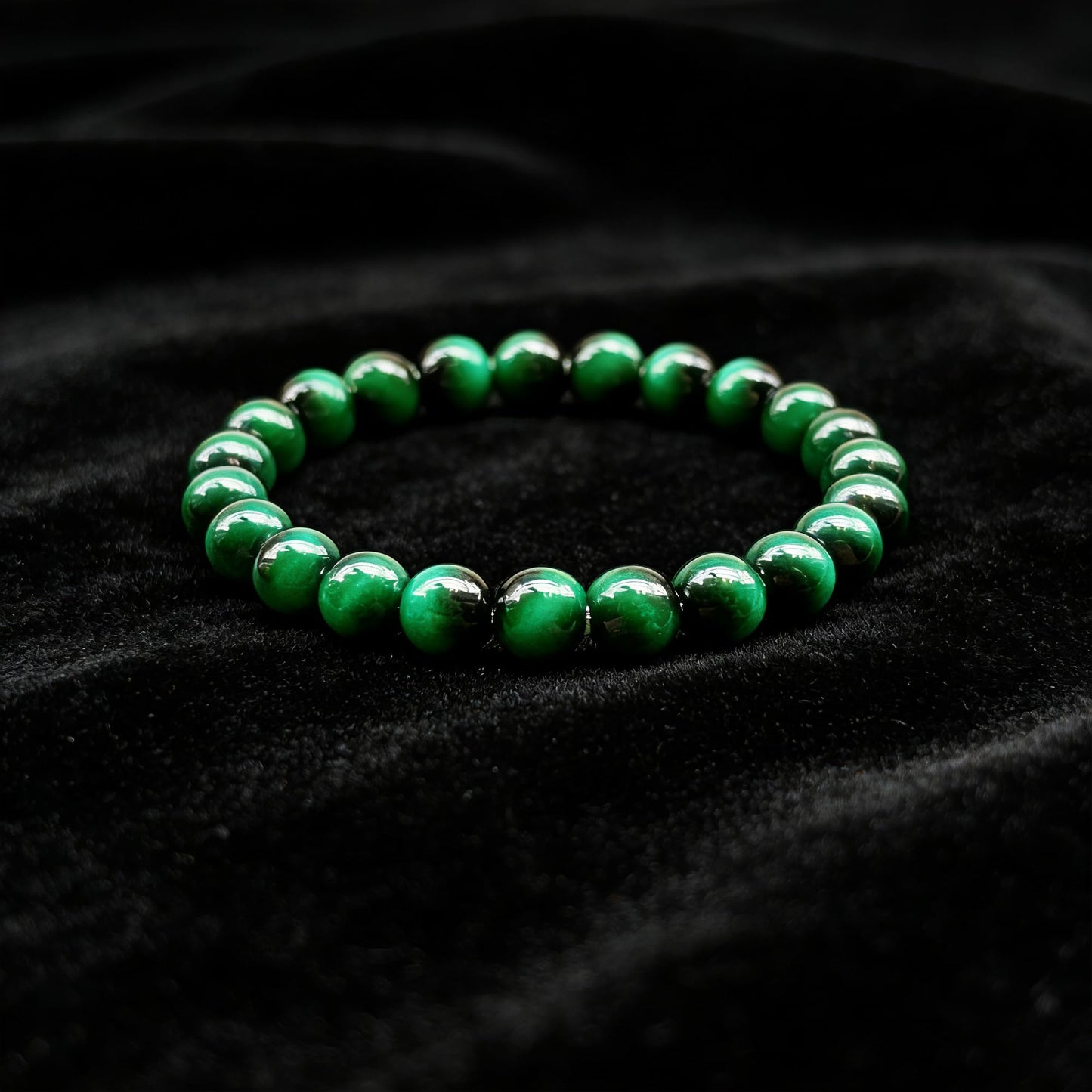 Cryhand Female 8mm Beaded Bracelets For Women Simulated Green Tigers eye Bracelet for Men Handmade Lucky Money Stretchy Crystal Bracelets Best Gifts