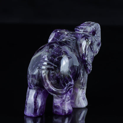 Hxswkk 2.5 Inch Amethyst Crystal Elephant Statue Elephant Figurine Elephant Sculpture Gemstone Hand Carved Healing Craft Home Office Decor Gifts