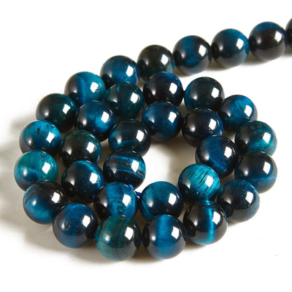 100pcs 6mm Aquamarine Tiger Eye Beads Natural Gemstone Beads Round Loose Beads for Jewelry Making