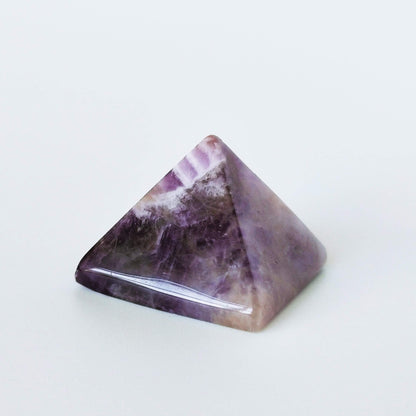 Mina Heal Natural Amethyst Pyramid Chakra Healing Crystal Stone, 1.5 inch