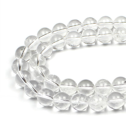 MJDCB 7A Natural White Clear Quartz Round Beads Gemstone Beads for DIY Necklace Bracelat Jewelry Making Strand 15" (8mm)