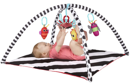 Sassy Black & White Tummy Time Playmat for Tummy or Back Play with Detachable Toys, Ages 0+ Months