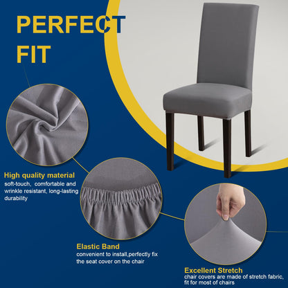 Fafua Chair Covers, Stretch Kitchen Dining Room Chair Covers Set of 6, Removable Washable Dining Chair Slipcovers for Home, Hotel, Banquet