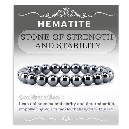 Bymitel 8mm Hematite - Handmade Reiki Gemstone Stretch Bracelet, Natural Beauty & Spiritual Essence, Crystal Healing for Unisex Adults