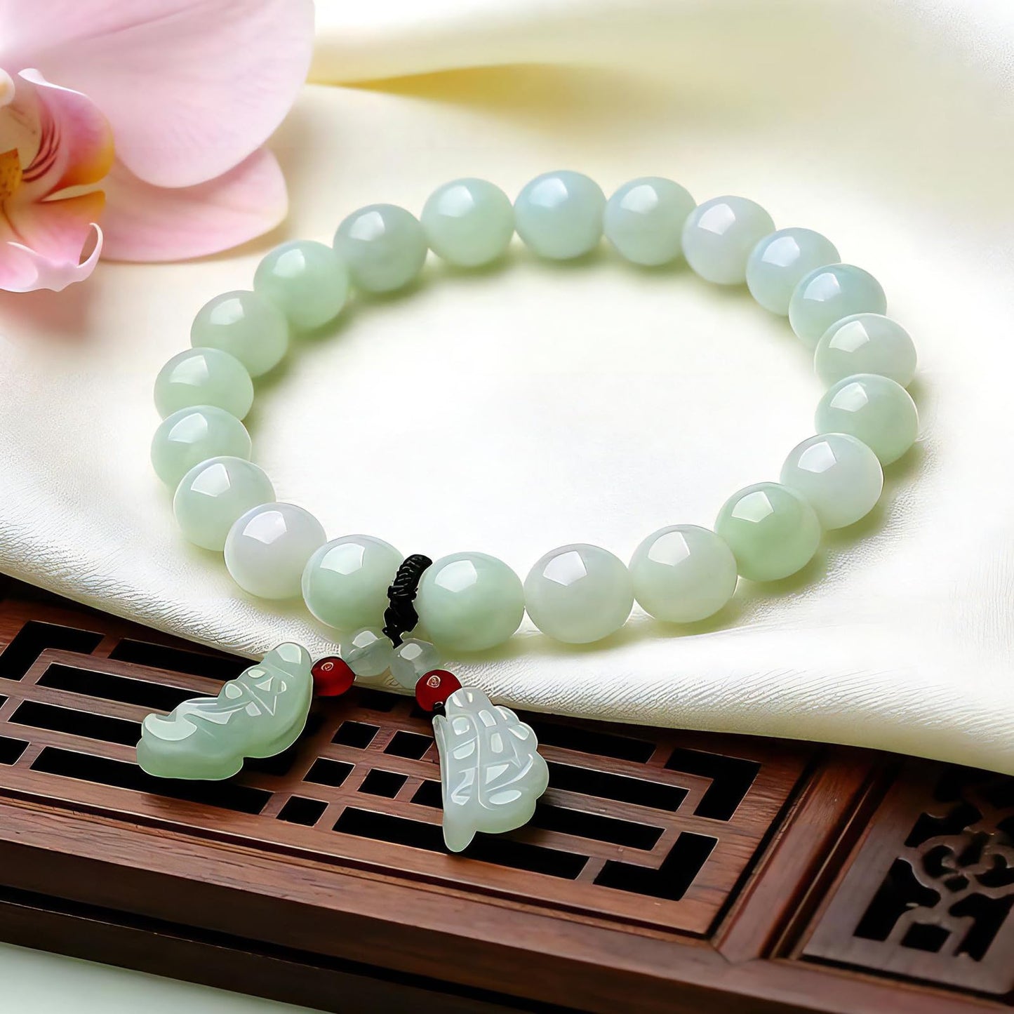 HL1971 Natural Jade Beaded Elastic Bracelet Gradient Green Jade Bead Ladies Bracelet, Suitable for Christmas, Thanksgiving