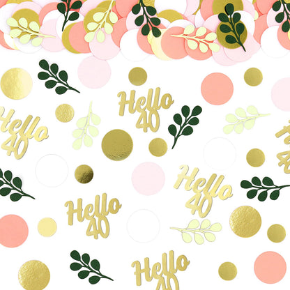 Vofrise 300PC 40TH Birthday Confetti for Table Pink and Sage Green Happy 40TH Birthday Decorations for Women Dots Hello 40 Confetti Scatters Forty Party Decor Supplies