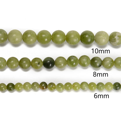 65Pcs 6mm Green Jade Natural Round Loose Real Stone Beads Gemstone Genuine for DIY Hand Made Craft Jewelry Bracelet Earring Necklace String Making Energy Healing Power