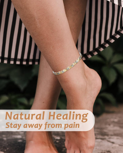MagVIVACE Magnetic Stainless Steel Anklet for Women, Ankle Bracelet with 3500 Gauss Magnet, Health Jewelry