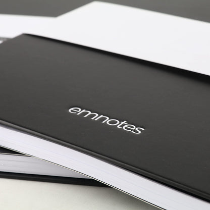 Emnotes Unruled Notebook, Unlined Blank Paper, 8.5 x 11 Inches, 80 Sheets, Black Softcover (Pack of 3)