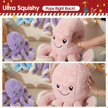 DENTRUN Octopus Stuffed Animals, Giant Octopus Plush Doll Play Toys for Kids Girls Boys Adults Birthday Xmas Halloween Present Stuffed Sea Animals Plushie, 7/16/24/32 Inches, 5 Colors