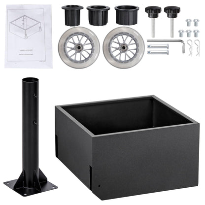 DorBuphan Patio Umbrella Base with Wheels, Heavy Duty Umbrella Base Stand with Fillable Planter, 150LBS Capacity Umbrella Stand for Outdoor, Patios, Gardens