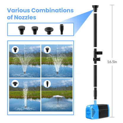 POPOSOAP 12W Solar Fountain Pump, Solar Pond Pump 160GPH Adjustable Flow, Dry-Run Protection, 16.5Ft Cord /6.6Ft Tubing for Pond/Waterfall/Garden/Hydroponics-P112L