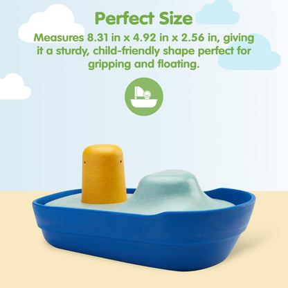 PlanToys® Tugboat Wooden Bath Toy | Eco-Friendly Floating Boat for Kids | Promotes Fine Motor Skills & Imaginative Play | Sustainable Birthday Gift for Bathtime Fun