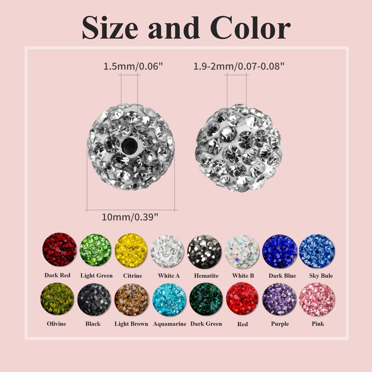 10mm Clay Rhinestone Beads for Bracelets, 100 Pcs Sparkle Crystal Beads for Jewelry Making, Glitter Round Shamballa Disco Ball Design for DIY Crafts Necklace Earrings Decoration (Dark Red)