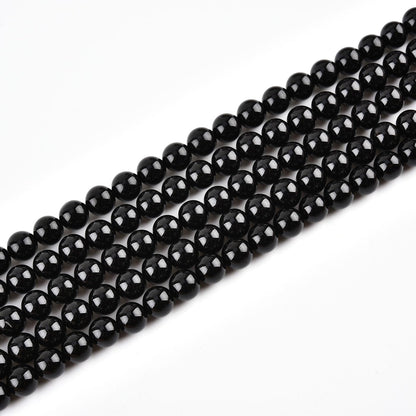 6mm Natural Black Onyx Beads Round Agate Gemstone Loose Beads for Jewelry Making (58-62pcs/strand) A