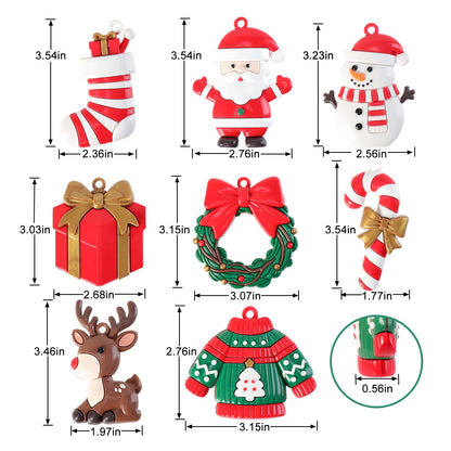 8PCS Christmas Ornaments, Santa Xmas Tree Hanging Ornaments, Snowman Christmas Tree Decorations, Farmhouse Reindeer for Christmas Tree Hanging Party Home DIY Decor