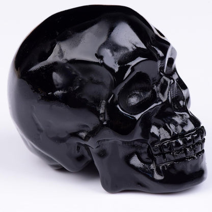 QLRSUXN 2 Inch Black Obsidian Crystal Skulls Decor,Human Skull Sculpture Statues Healing Crystal Decor,Halloween Skull Figurines,Home Office Decoration Christmas Meditation Gifts for Men Women