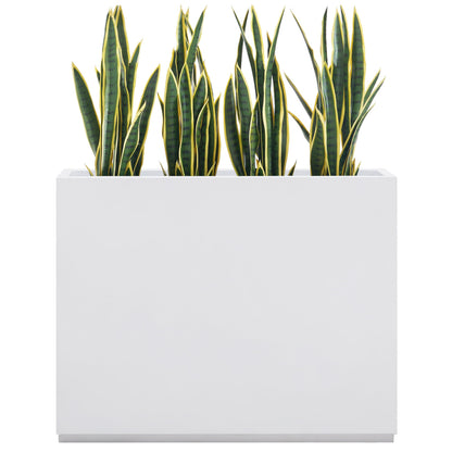 Wallowa Metallic Heavy Outdoor Span Planter Box, Large Flower Pot, Long and Tall Divider Planters, 38Lx10Wx30H, White, Seamless and No Assembly 48.8 Pounds