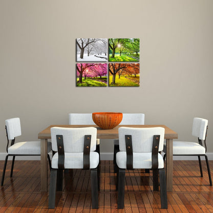 KREATIVE ARTS 4 Piece Canvas Wall Art Spring Summer Autumn Winter Four Seasons Landscape Colorful Tree Painting Picture Prints Modern Giclee Artwork Stretched Framed Bathroom 16x20inchx4pcs