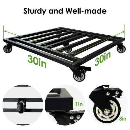 Hongsane 30" Plant Caddy with Wheels Heavy Duty,Extra Large Metal Rolling Plant Stand with 5 Caster 900 Lbs Load Capacity,Square Plant Dolly for Large Pots,Planter Rollers for Indoor Outdoor Use
