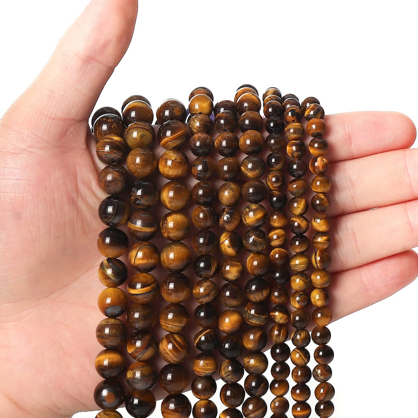 35pcs 10mm Natural Yellow Tiger Eye Gemstone Beads Energy Healing Crystal Round Loose Stone Beads for Jewelry Making, DIY Bracelets Necklaces