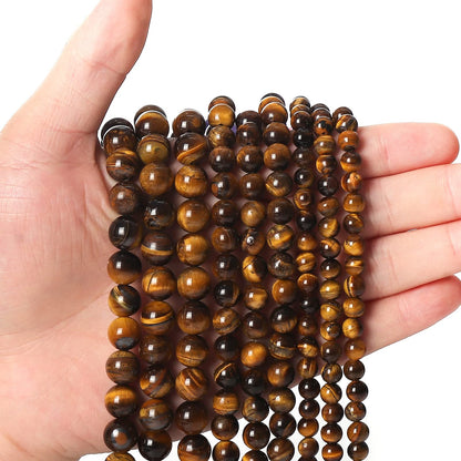35pcs 10mm Natural Yellow Tiger Eye Gemstone Beads Energy Healing Crystal Round Loose Stone Beads for Jewelry Making, DIY Bracelets Necklaces